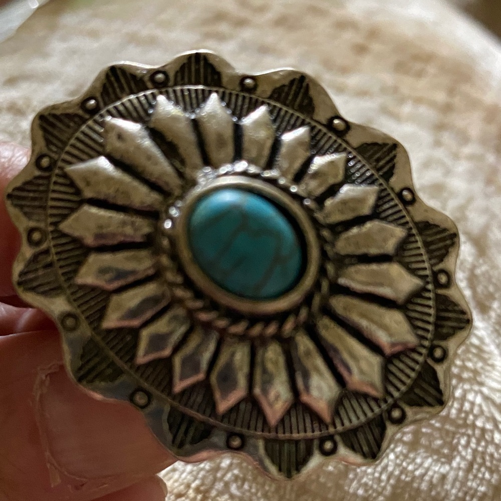 Turquoise Silver Statement Ring - image 3